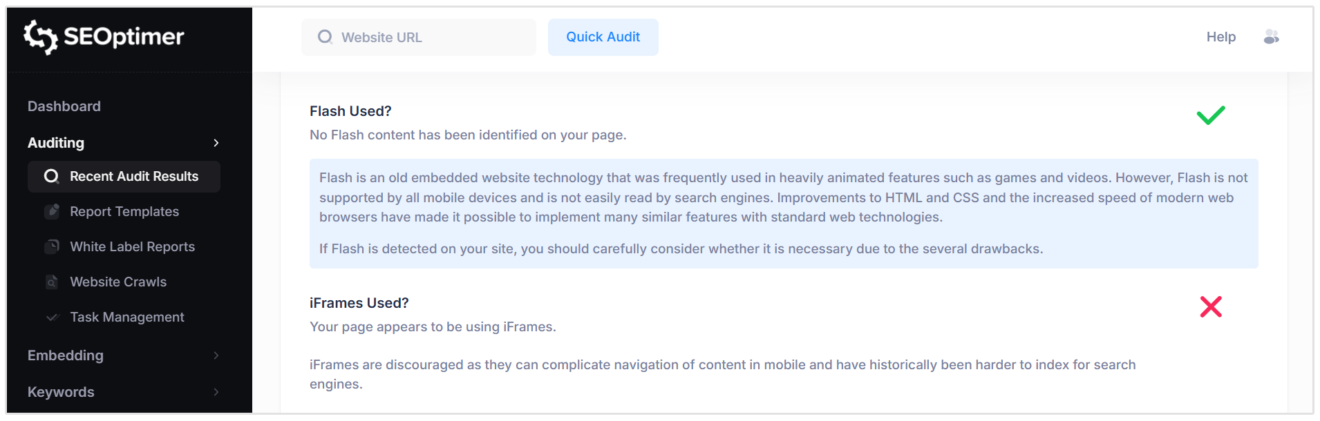 Controllo Flash e iFrame